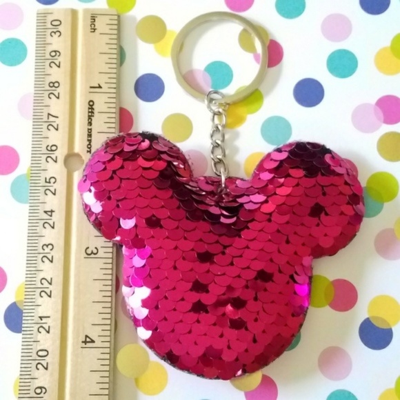 Pink Sequin Mickey Mouse Keychain - Picture 2 of 2